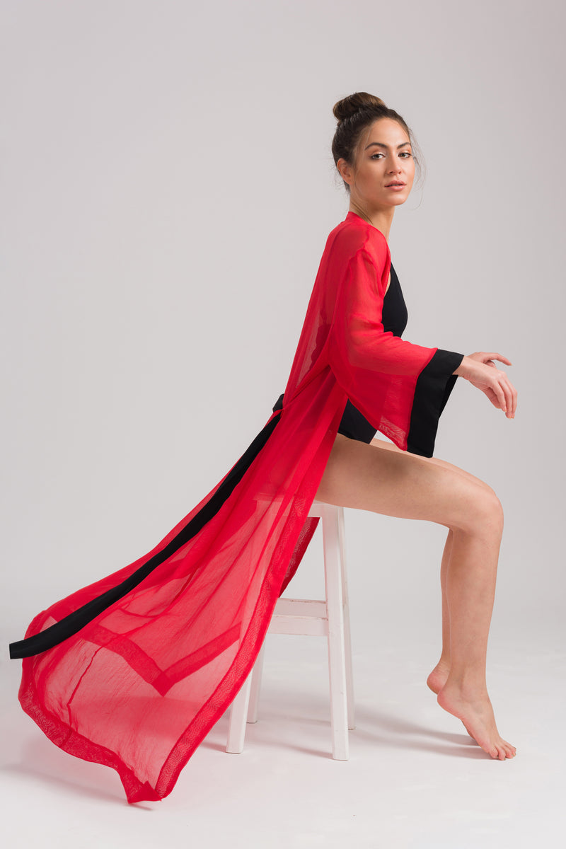 Kırmızı File Kimono