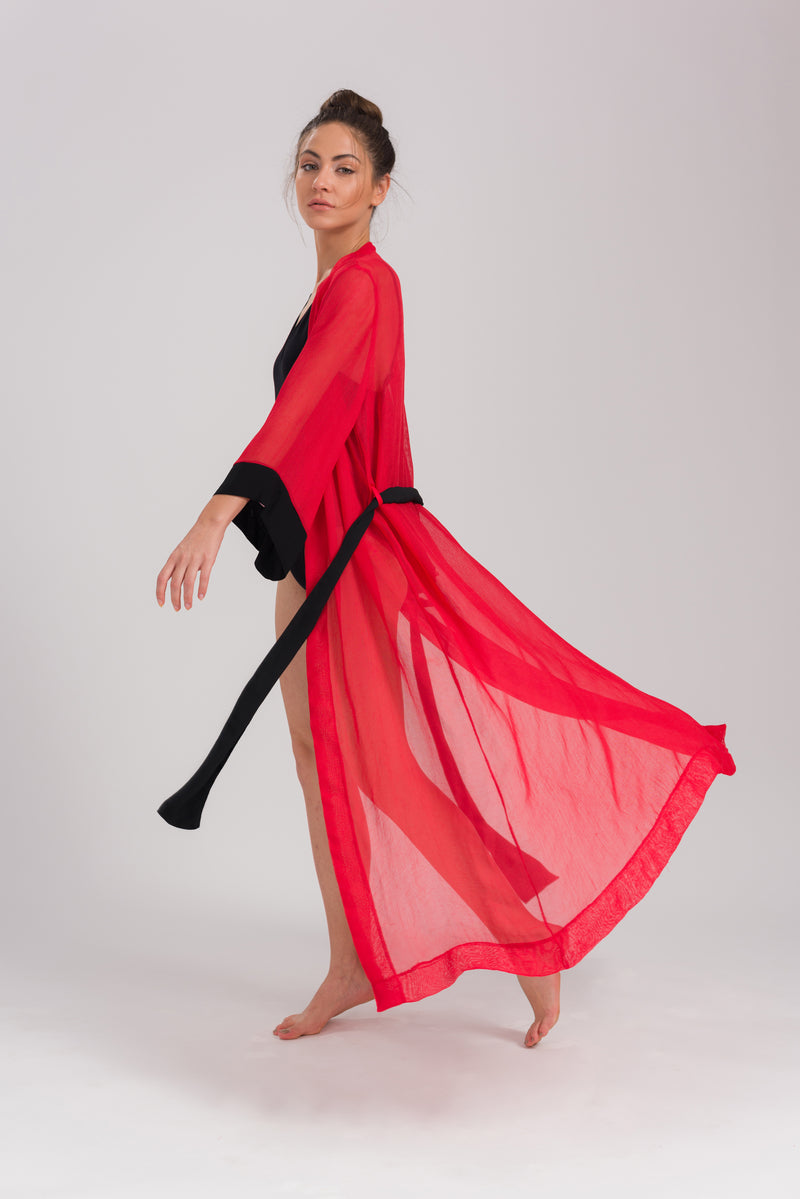Kırmızı File Kimono