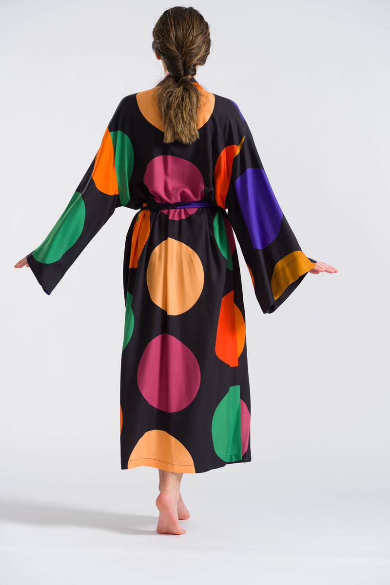 Büyük Puantiyeli Uzun Kimono