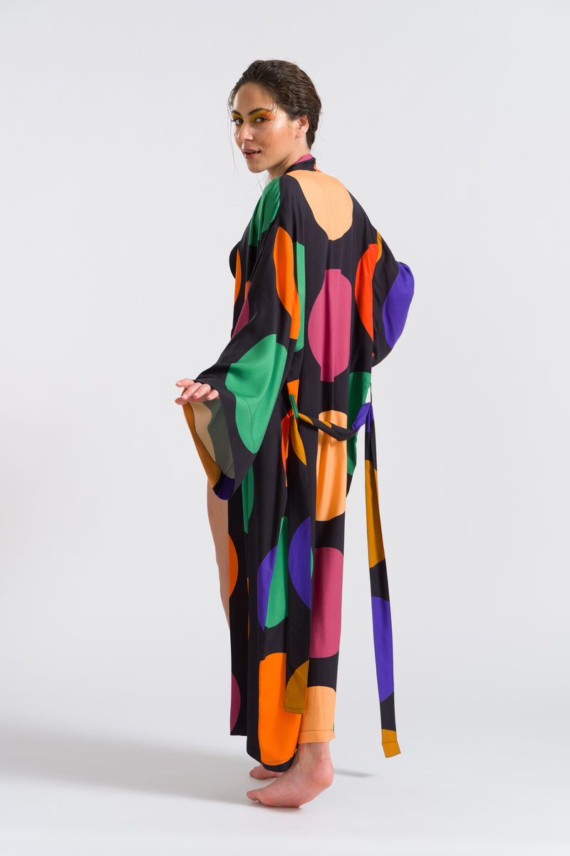 Büyük Puantiyeli Uzun Kimono