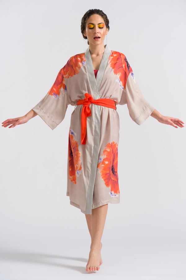 Gri Uzun Kimono